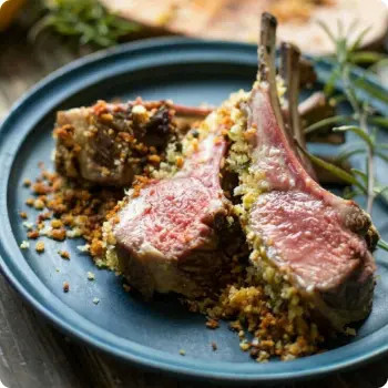 Баранья корейка с соусом песто из мяты